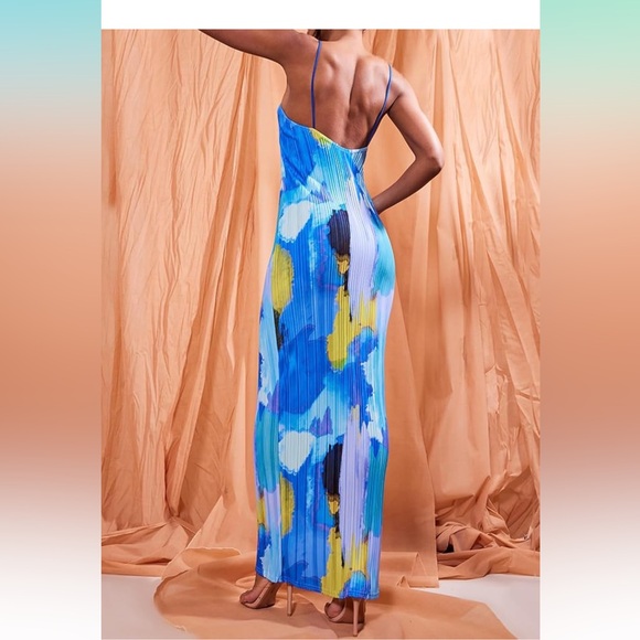 Pleated Maxi Dress Summer Wedding Guest Dr - Picture 3 of 6